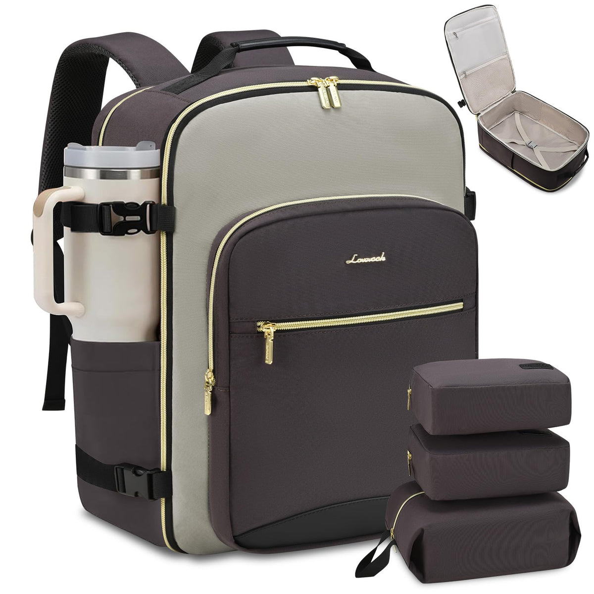 LOVEVOOK 40L Travel Backpack for Women & Men, Airline Approved Carry On Luggage with 3 Packing Cubes, TSA Overnight Bags, Waterproof Personal Item Bag, Weekender Essentials Backpacks fits 17" Laptop