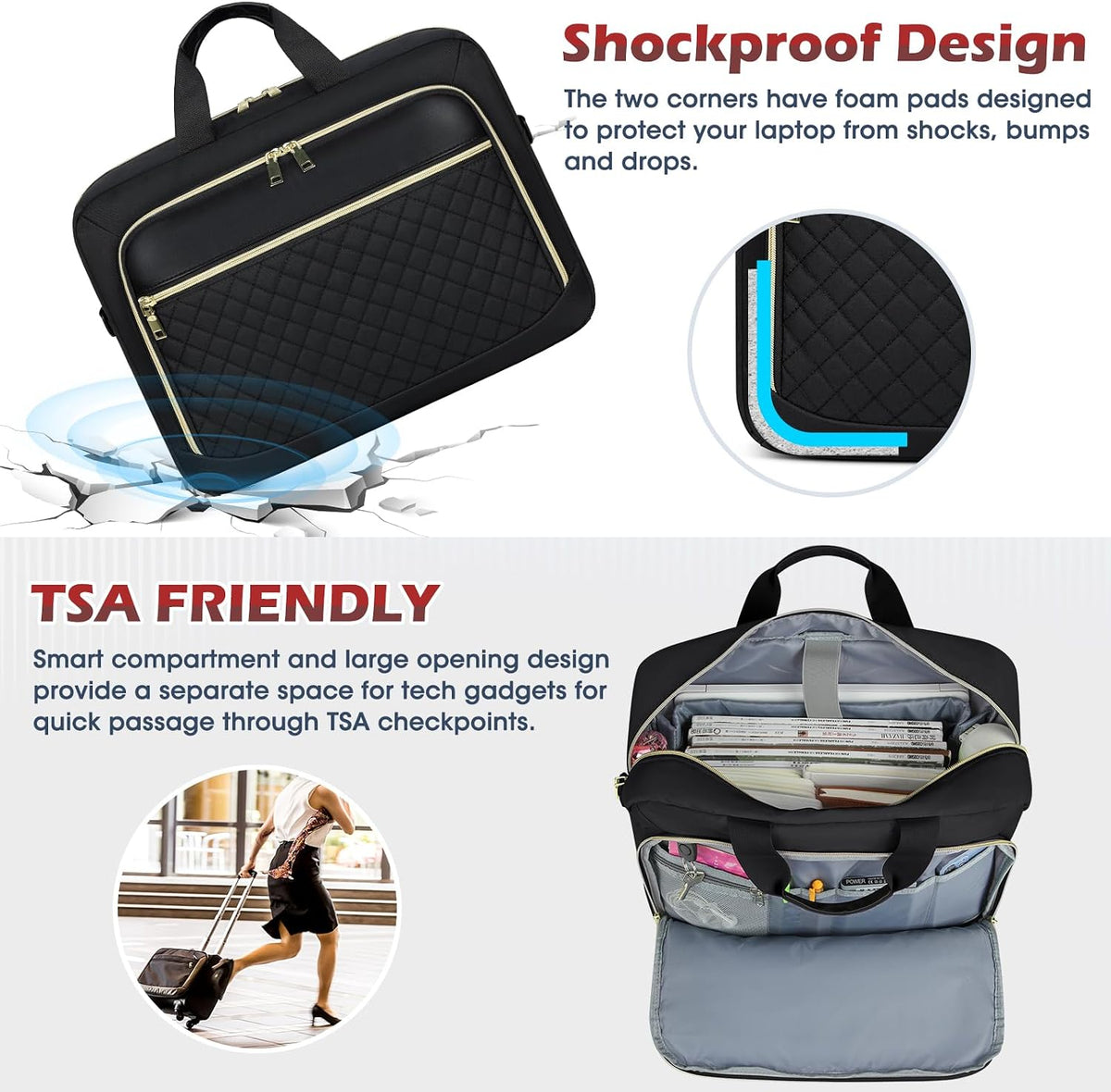 NEWHEY Laptop Bag 17.3 Inch Laptop Briefcase for Women Large Computer Bag