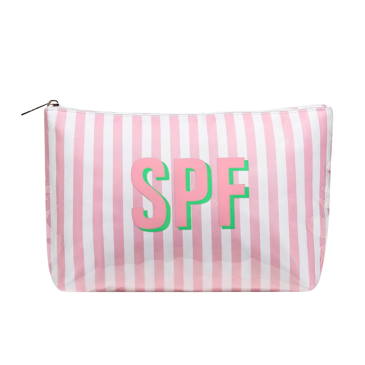 Large PVC Waterproof Striped Makeup Bag(04Pink Stripe)