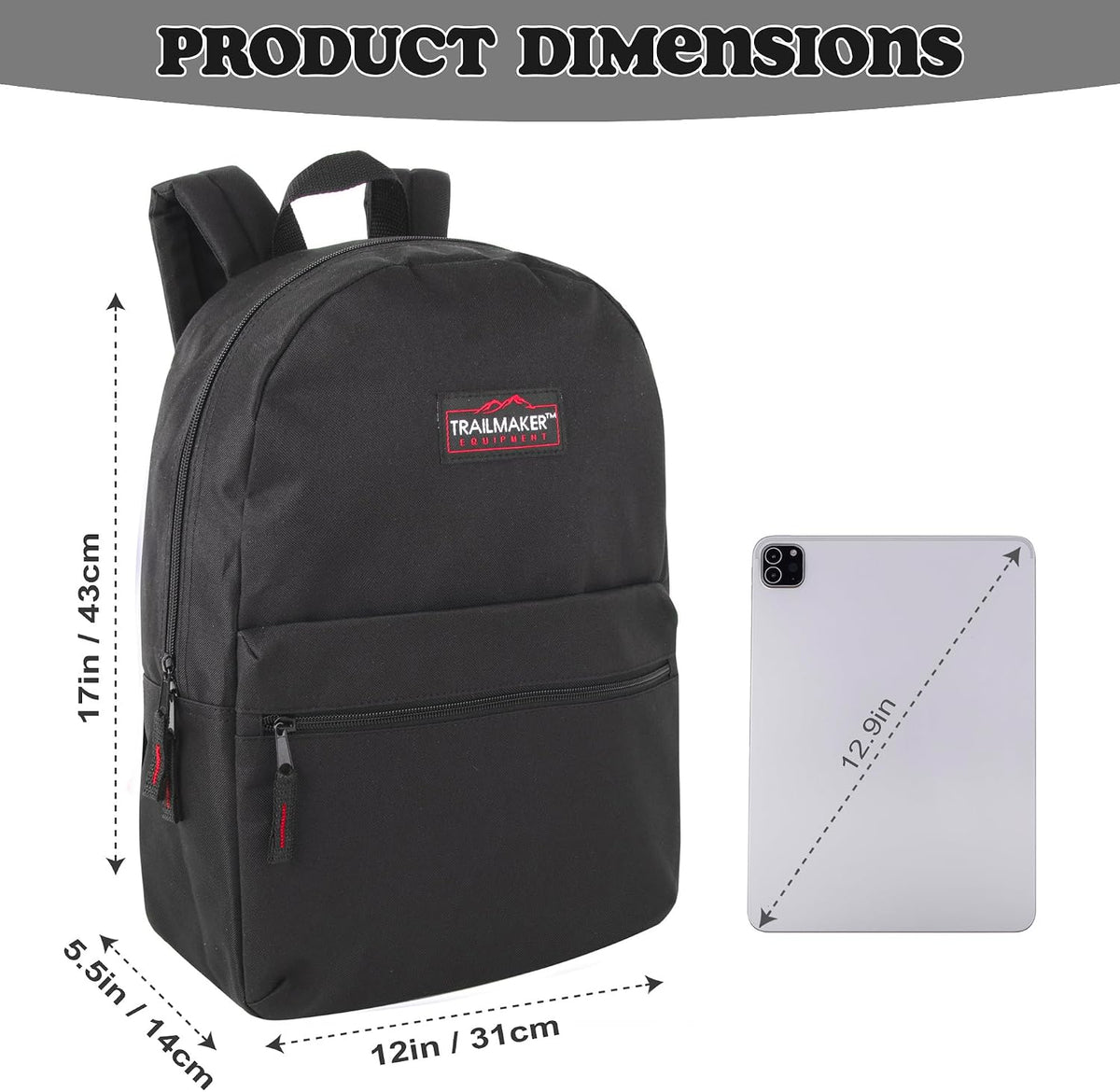 Trail maker Classic 17 inch Backpacks with Adjustable Padded Straps | School Backpacks for Girls, Boys
