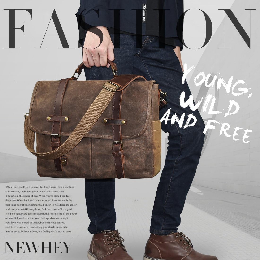 NEWHEY Mens Messenger Bag 15.6 Inch Business Office Work Briefcase Brown