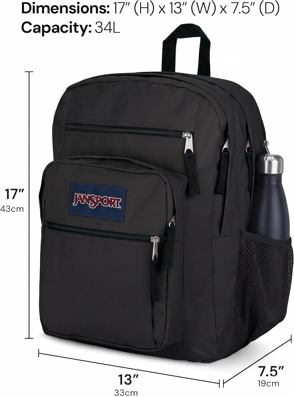 JanSport Laptop Backpack - Computer Bag with 2 Compartments, Ergonomic Shoulder Straps, 15” Laptop Sleeve, Haul Handle - Black