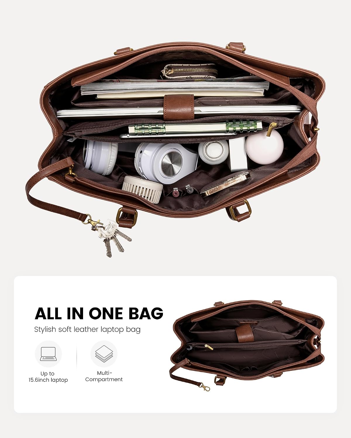 LOVEVOOK Laptop Tote Bag for Women,Leather Work Computer Briefcase Bag