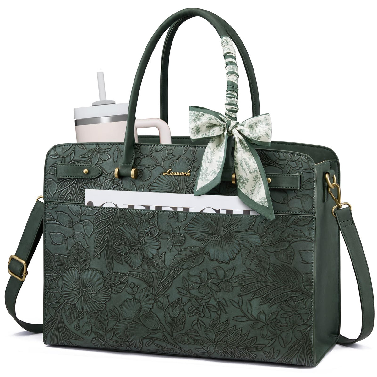 LOVEVOOK Laptop Tote Bag for Women, 15.6 Inch Large Faux Leather Work Bag Waterproof Briefcase Handbag for Teacher Business