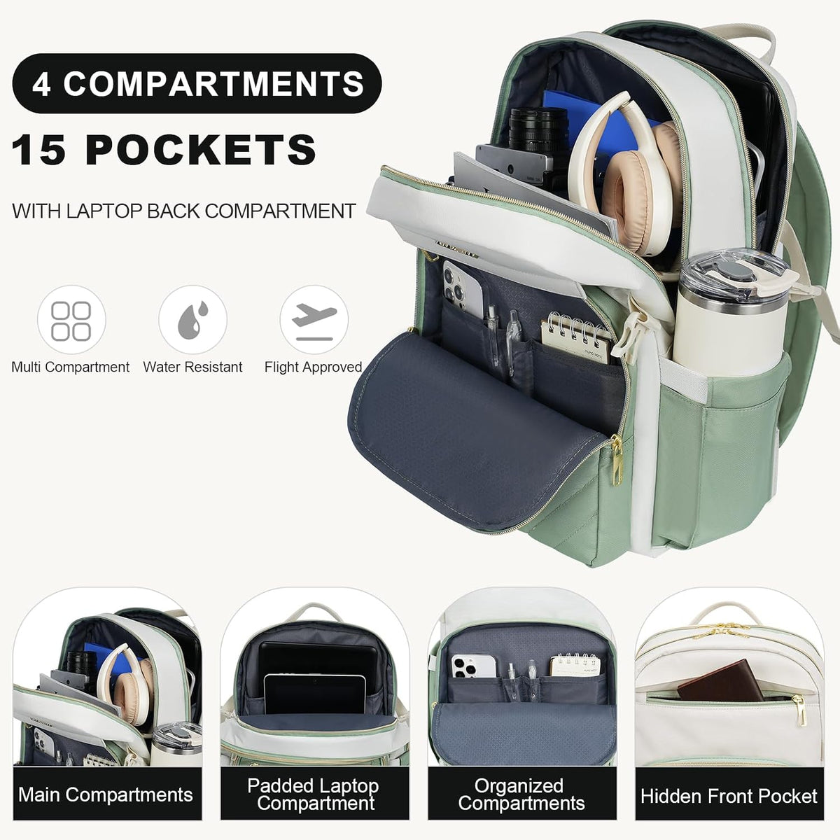 VANKEAN 15.6 Inch Laptop Backpack for Women Large Capacity