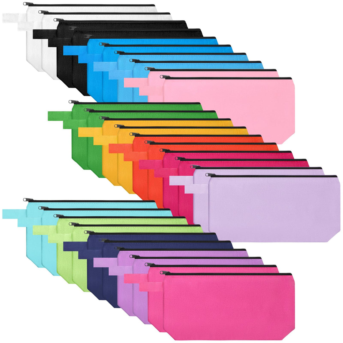 Saintrygo 30 Pcs Canvas Makeup Bags Bulk,9.8 X 5 X 2 Inch,Classic