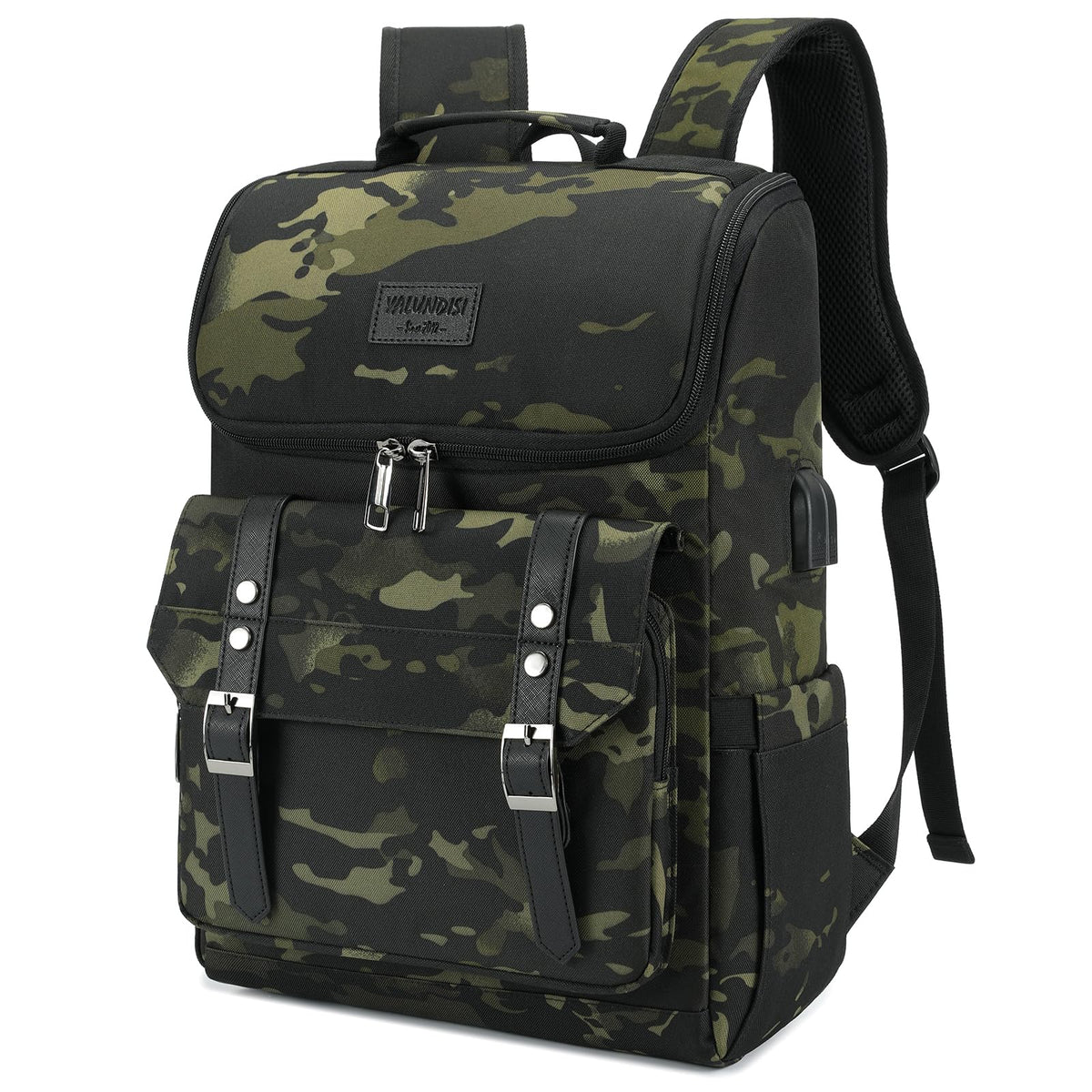 YALUNDISI Vintage Backpack Travel Laptop Backpack with usb Charging Port for Women & Men College Backpack Fits 15.6 Inch Laptop Black