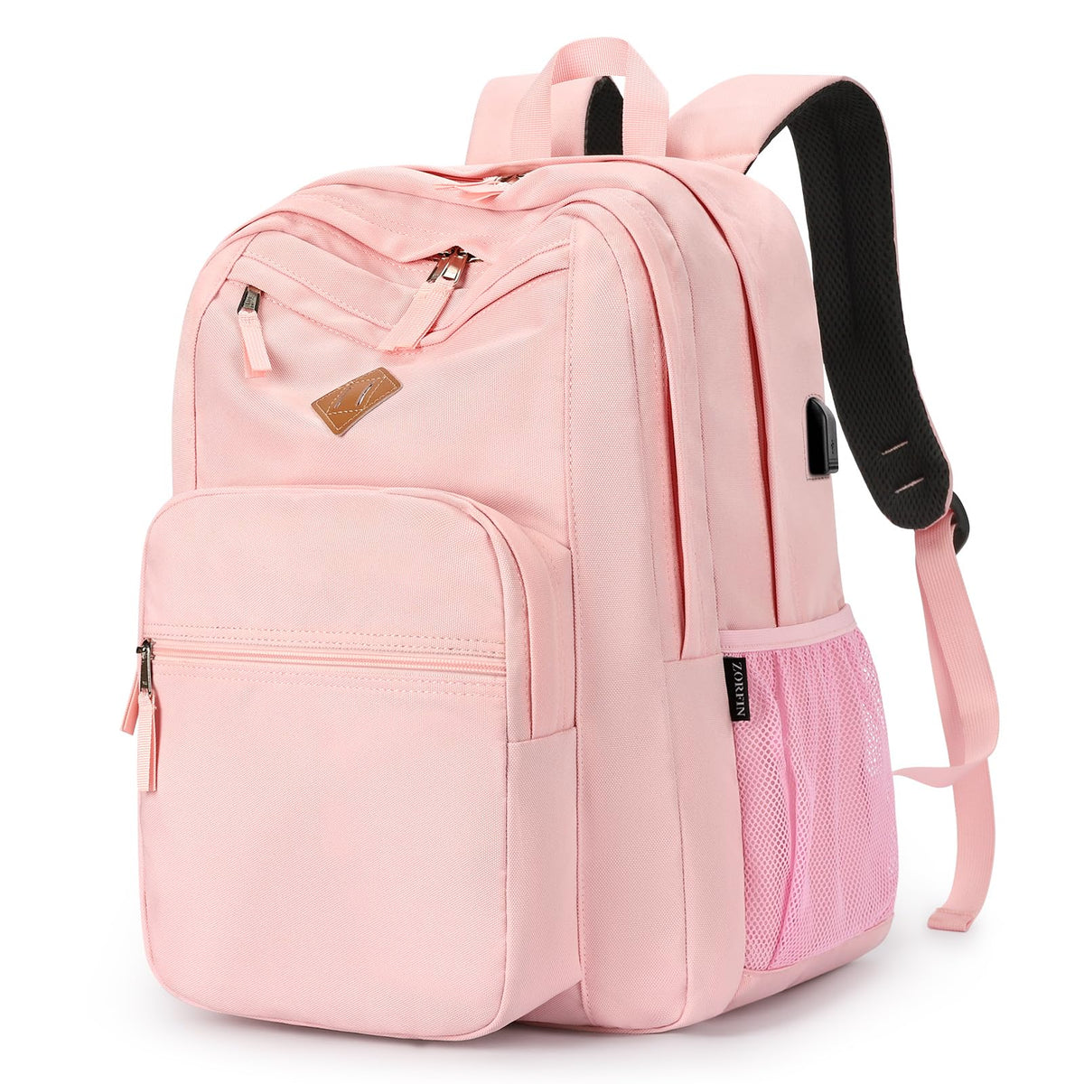 ZORFIN 26L Black Backpack for College, and Travel: Water Resistant Bookbag
