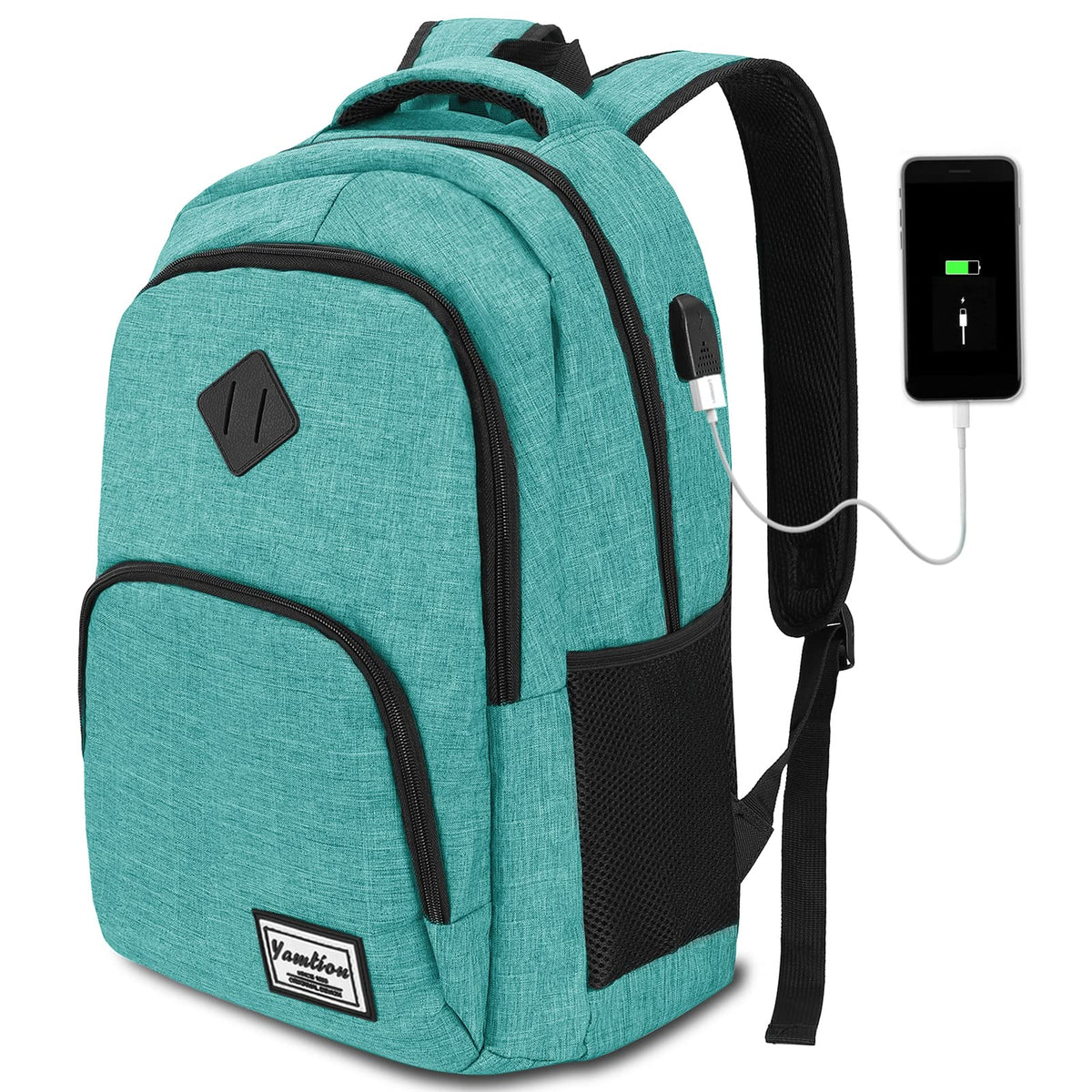 YAMTION Backpack for Men and Women,School Backpack for Teenager,15.6 inch Laptop Bookbag with USB Charging port for Business Work College Travel Trip