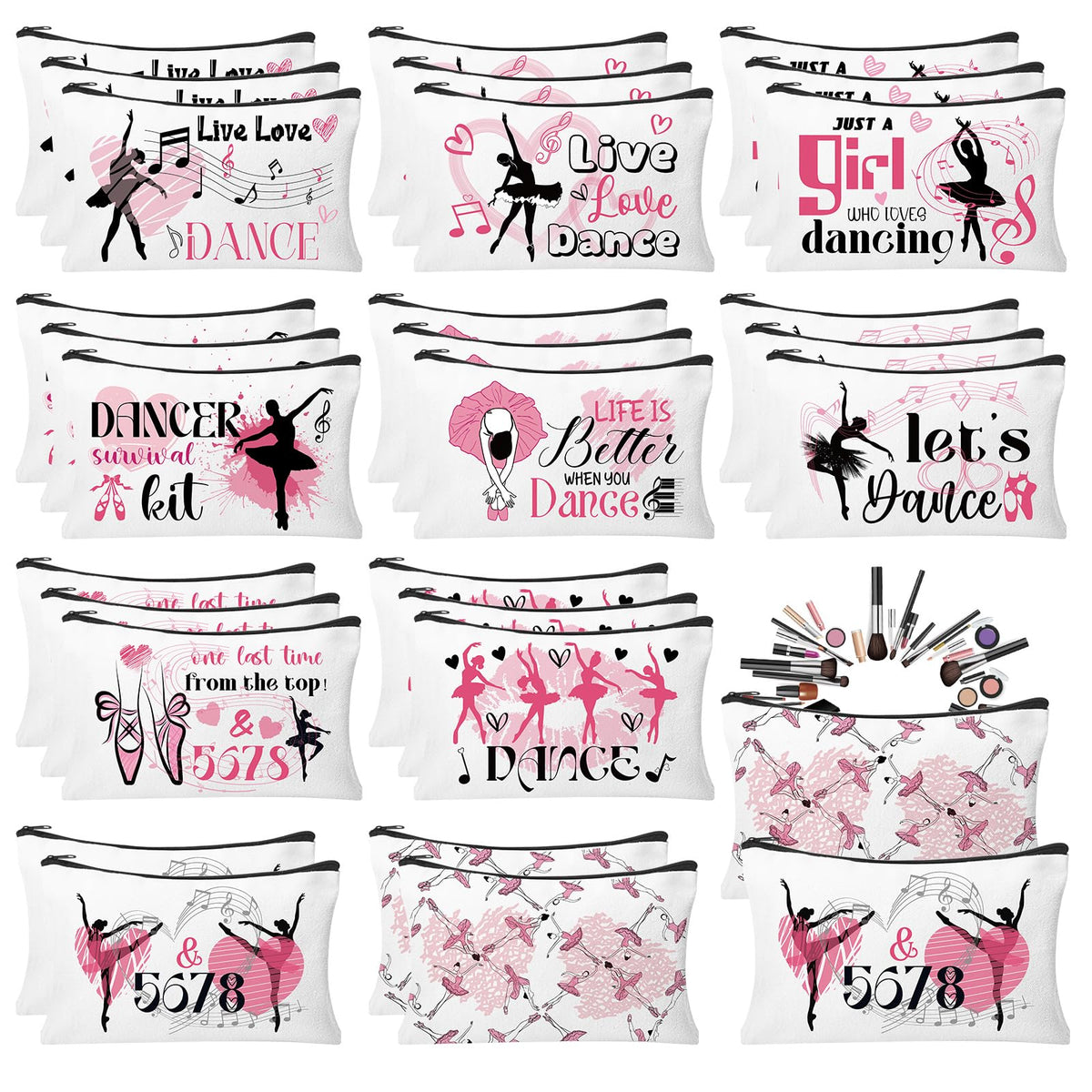 30pcs Pink Bow Makeup Bag Coquette Cosmetic Bags for Women