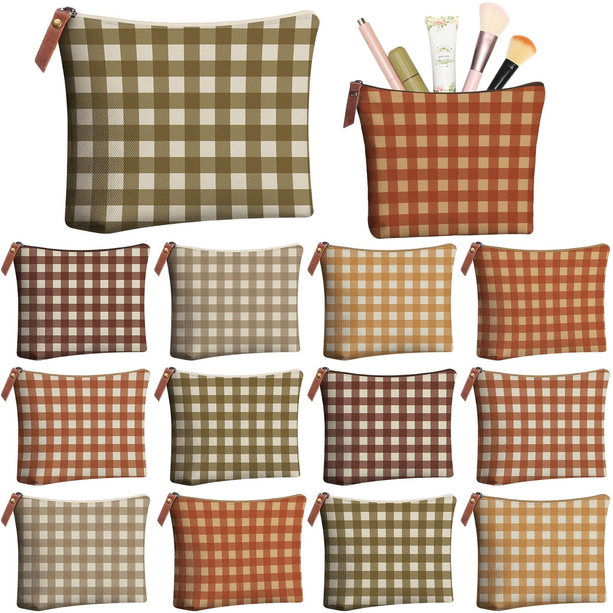 Hillban 12 Pcs Blue Striped Makeup Bags Bulk