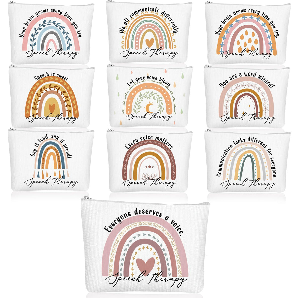 Coume 10 Pcs Canvas Makeup Bags Bulk, Inspirational Quotes