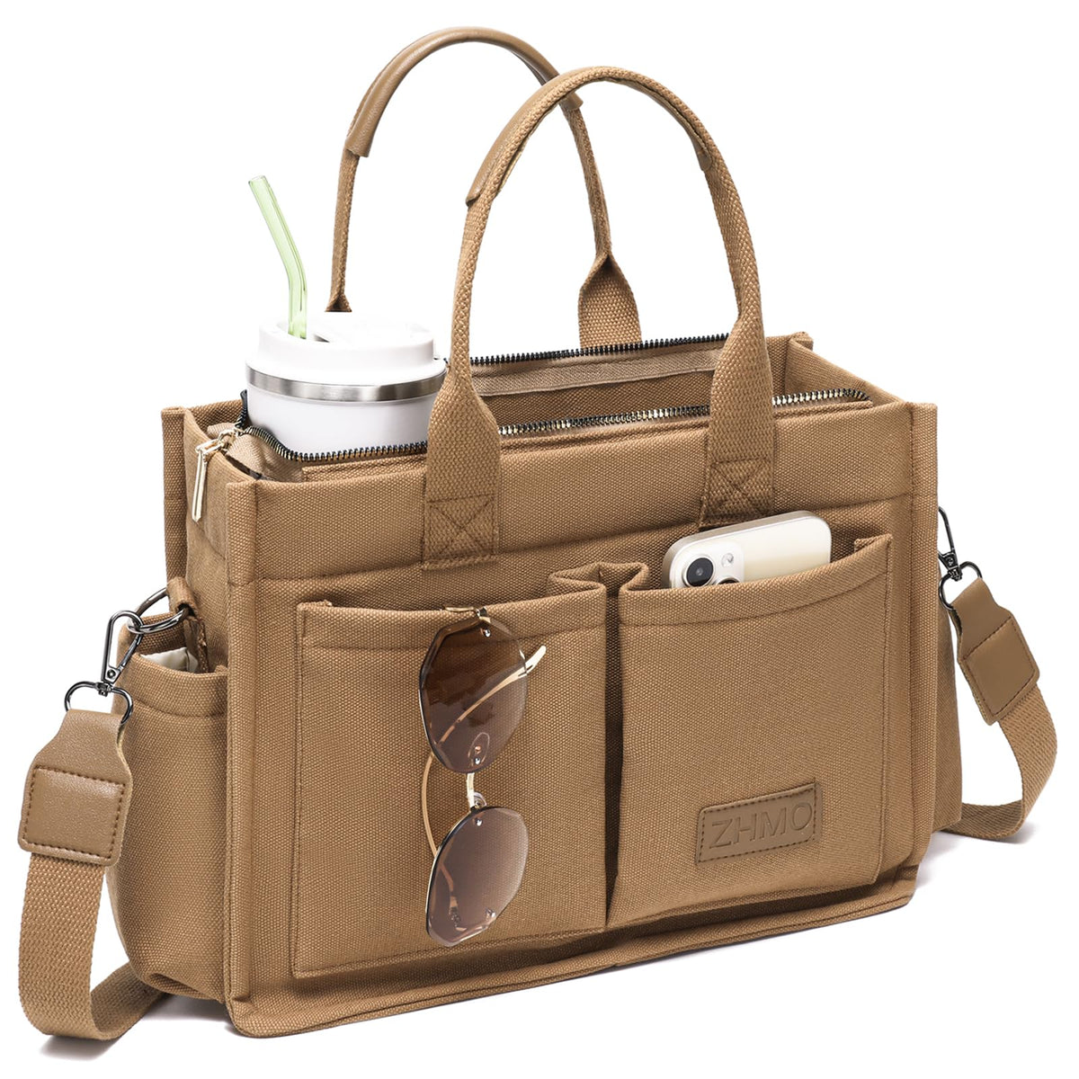 ZHMO Canvas Tote Bag for Women,Women's Bags Crossbody Bags Work Laptop Tote Bag Large Handbags Purse for Travel Nurse Teacher