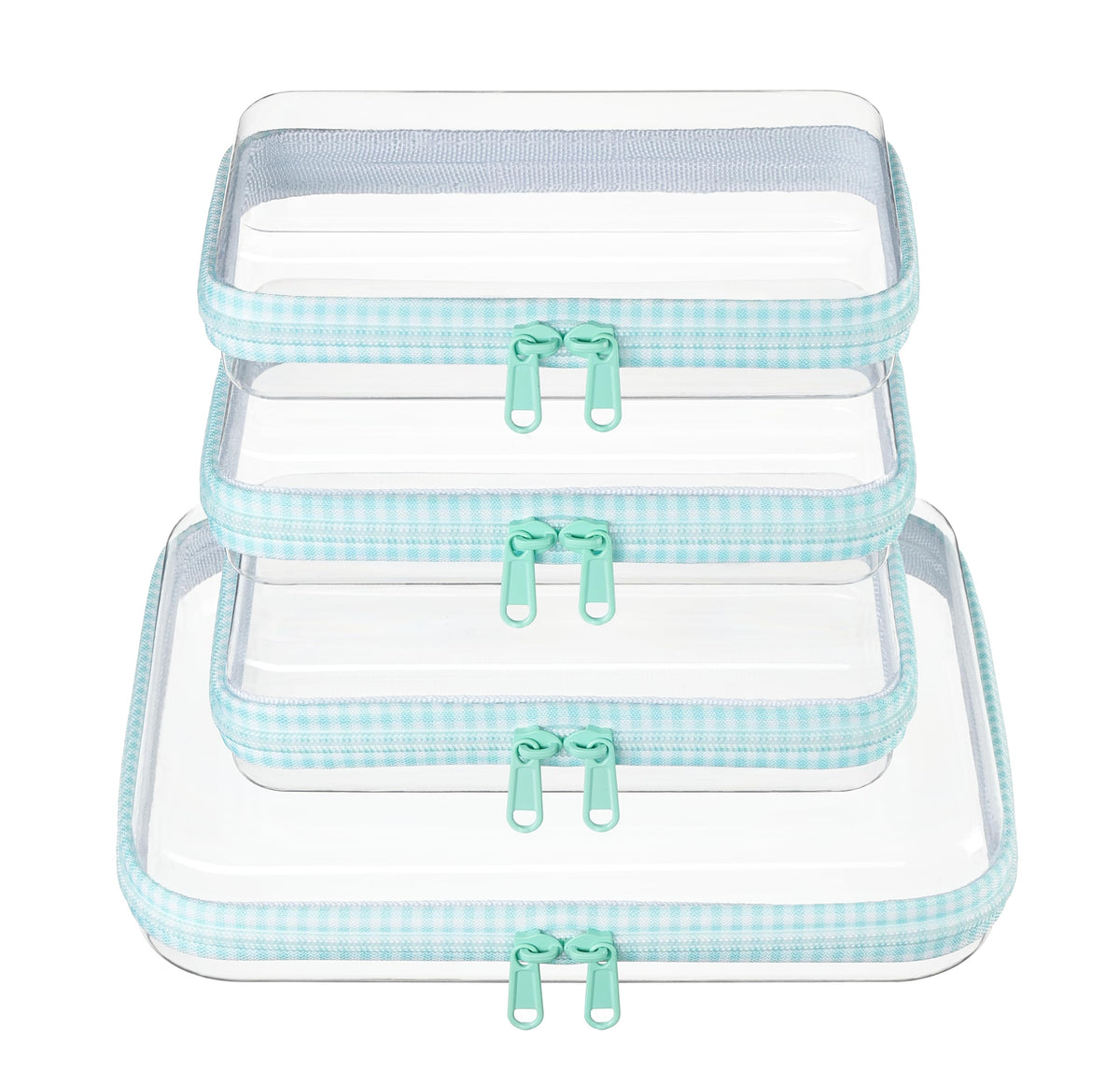 4 pcs Clear Zipper Pouches,Hard Shell Zipper Case