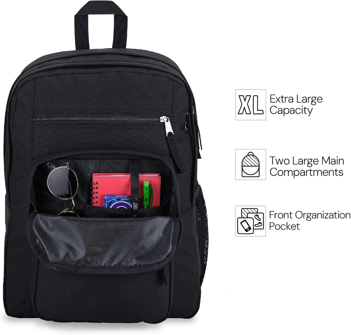 JanSport Laptop Backpack - Computer Bag with 2 Compartments, Ergonomic Shoulder Straps, 15” Laptop Sleeve, Haul Handle - Black