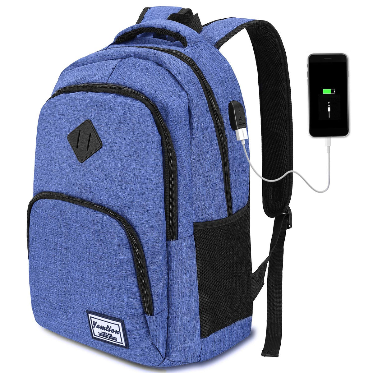 YAMTION Backpack for Men and Women,School Backpack for Teenager,15.6 inch Laptop Bookbag with USB Charging port for Business Work College Travel Trip