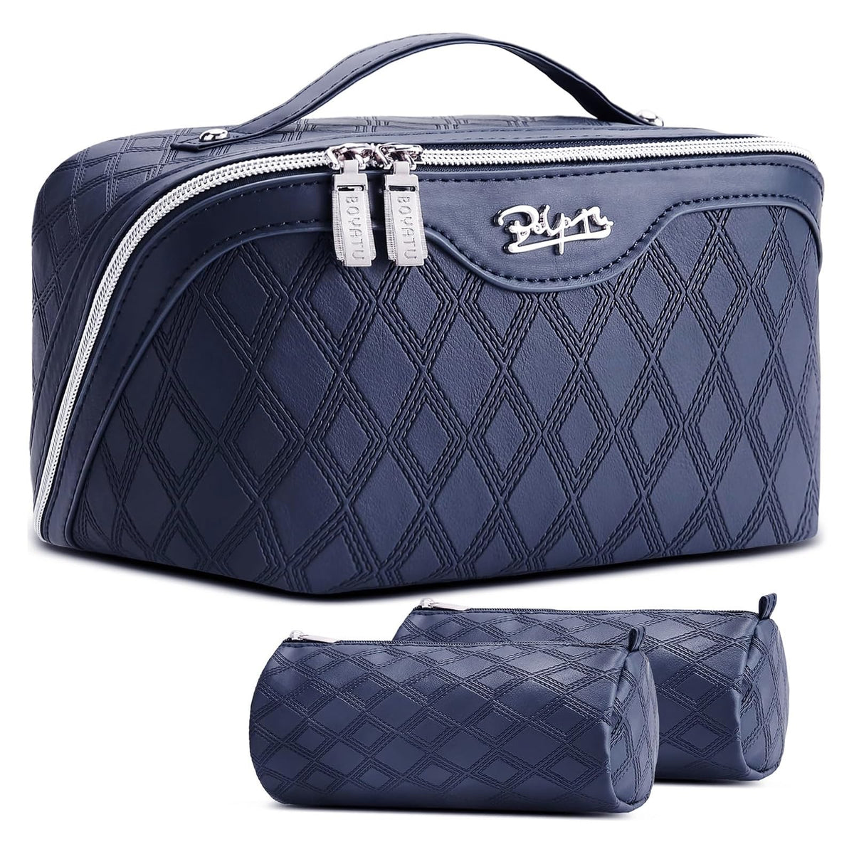 BOYATU Travel Makeup Bag Organizer: 3 Pcs Leopard Cometic Bag Set for Women
