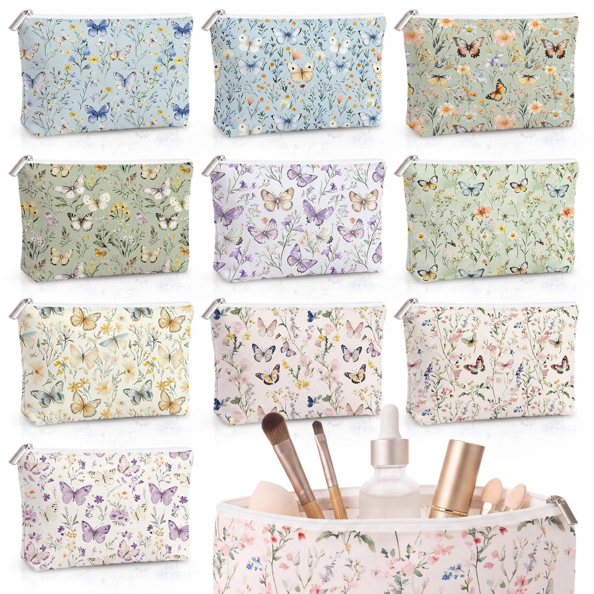 Coume 10 Pcs Canvas Makeup Bags Bulk, Inspirational Quotes