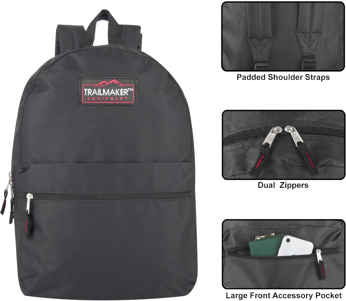 Trail maker Classic 17 inch Backpacks with Adjustable Padded Straps | School Backpacks for Girls, Boys