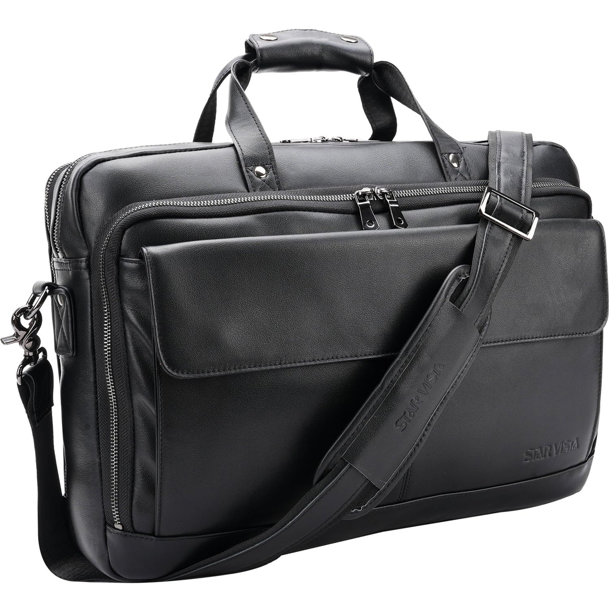 STAR VISTA Matteo Pro 18" Laptop Messenger Bag, Full Grain Leather Briefcase for Men, YKK Zippers, Fits 17.3" Laptop