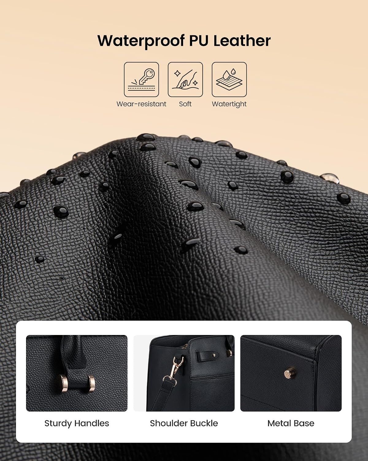 LOVEVOOK Laptop Tote Bag for Women, 15.6 Inch Large Faux Leather Work Bag Waterproof Briefcase Handbag for Teacher Business