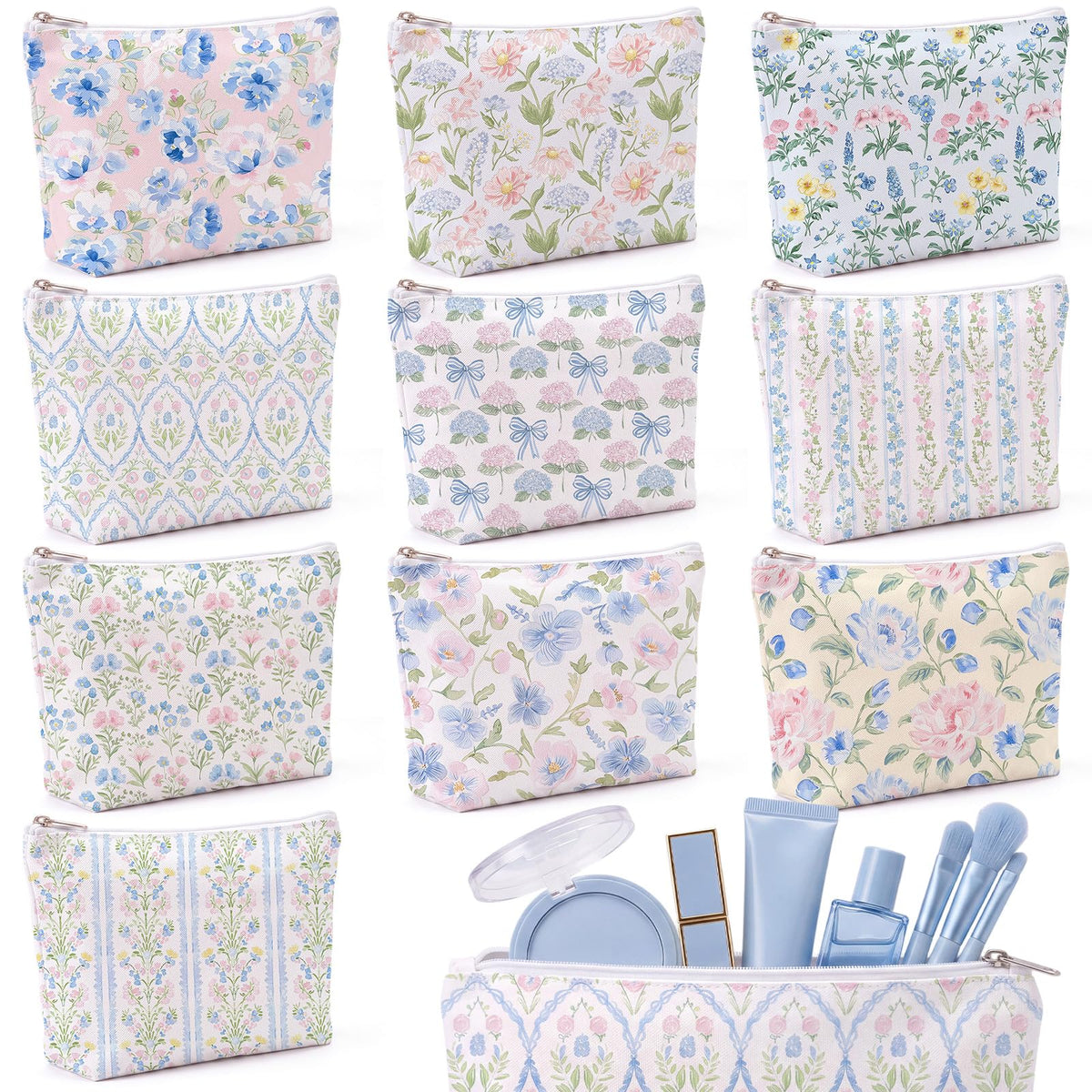 Coume 10 Pcs Canvas Makeup Bags Bulk, Inspirational Quotes