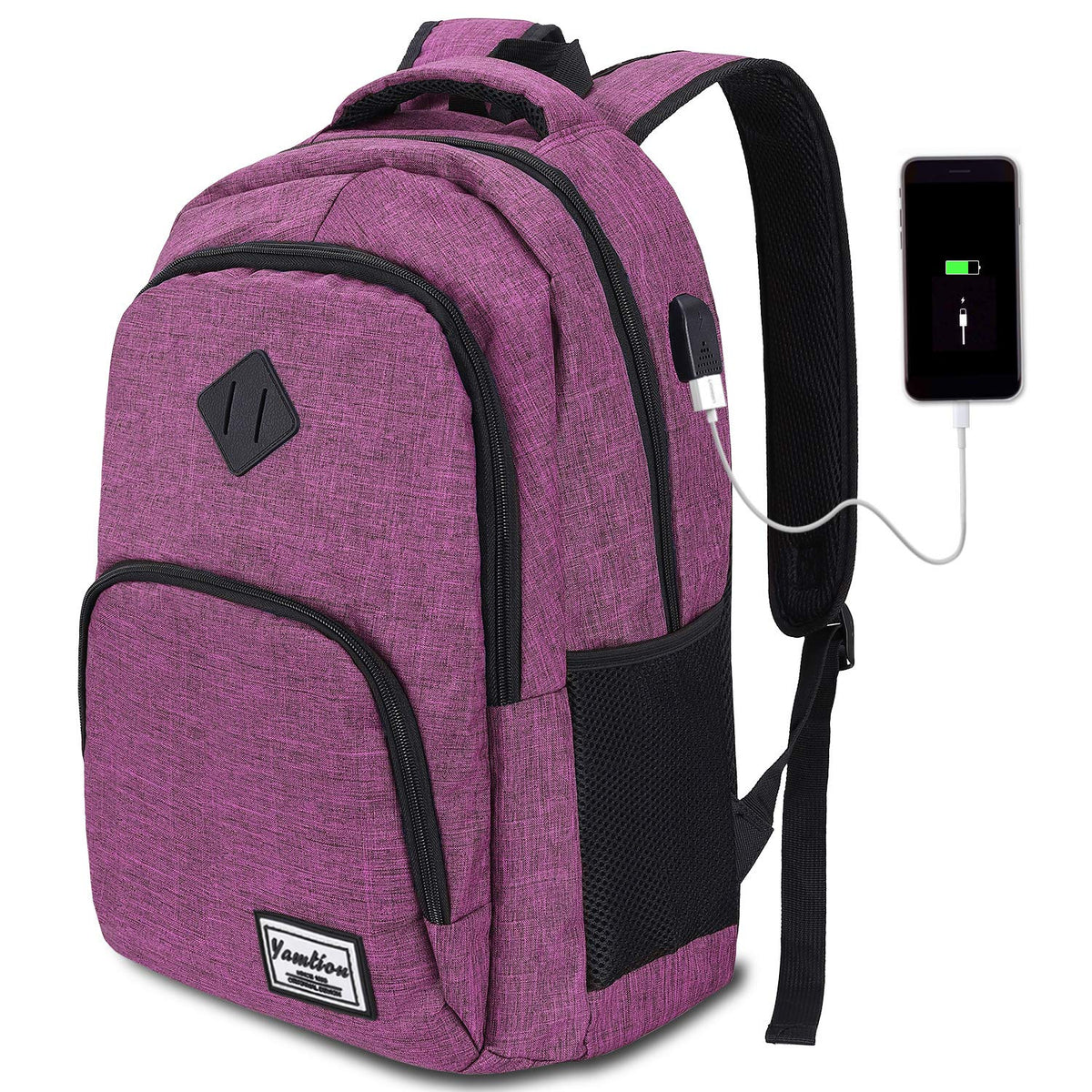 YAMTION Backpack for Men and Women,School Backpack for Teenager,15.6 inch Laptop Bookbag with USB Charging port for Business Work College Travel Trip