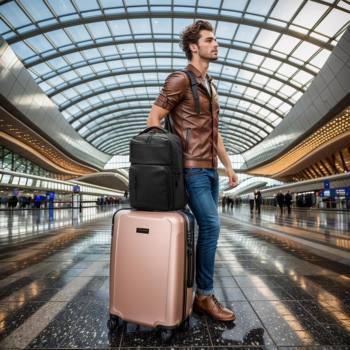 20L 15.6 Inch Laptop Backpack Anti Theft Flight Approved Black