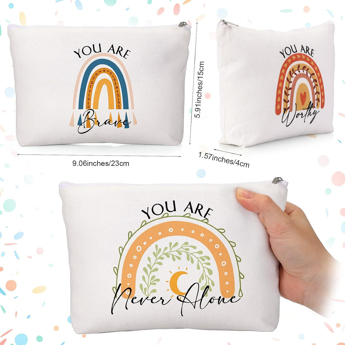 Coume 10 Pcs Canvas Makeup Bags Bulk, Inspirational Quotes