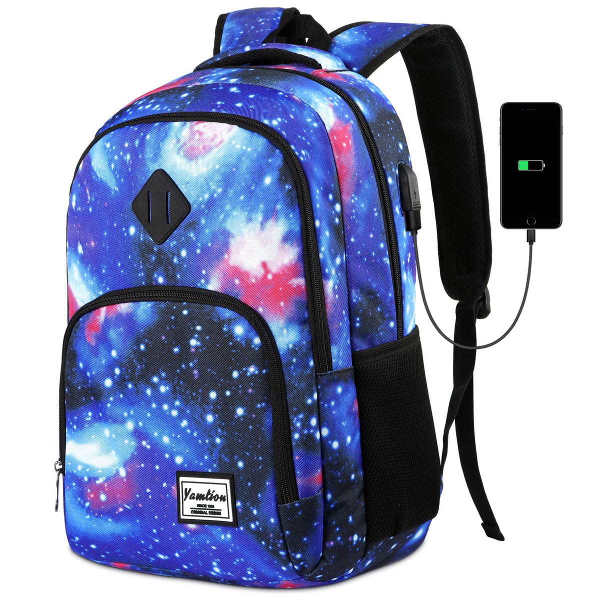 YAMTION Backpack for Men and Women,School Backpack for Teenager,15.6 inch Laptop Bookbag with USB Charging port for Business Work College Travel Trip
