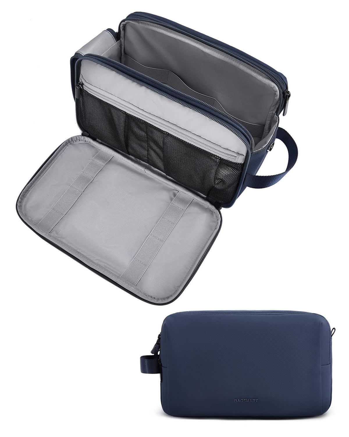 BAGSMART Toiletry Bag for Men, Travel Toiletry Organizer Dopp Kit Water-resistant Shaving Bag for Toiletries Accessories, Door Room Essentials, Black-medium