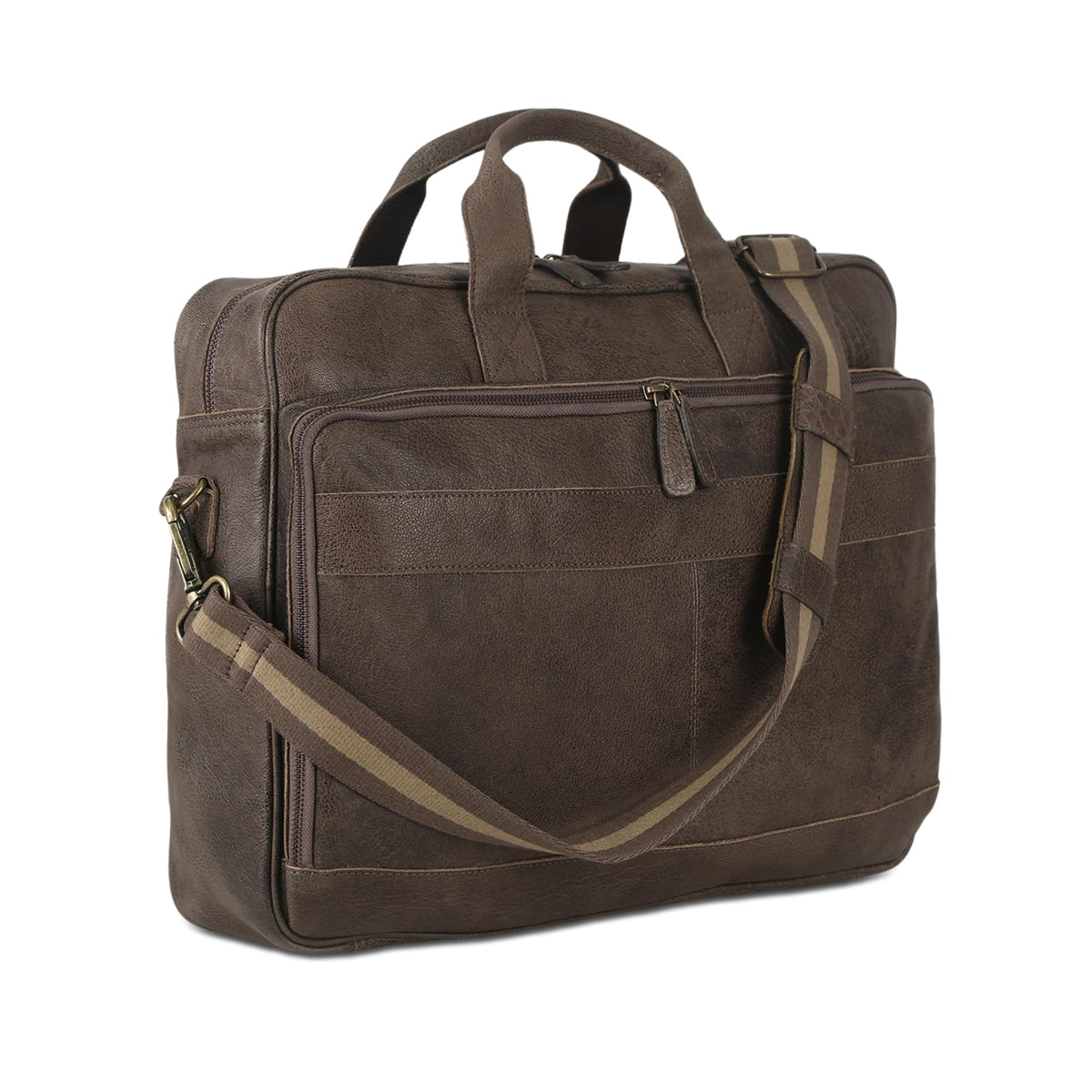 KomalC leather briefcase 16 inch laptop messenger bag satchel for men women