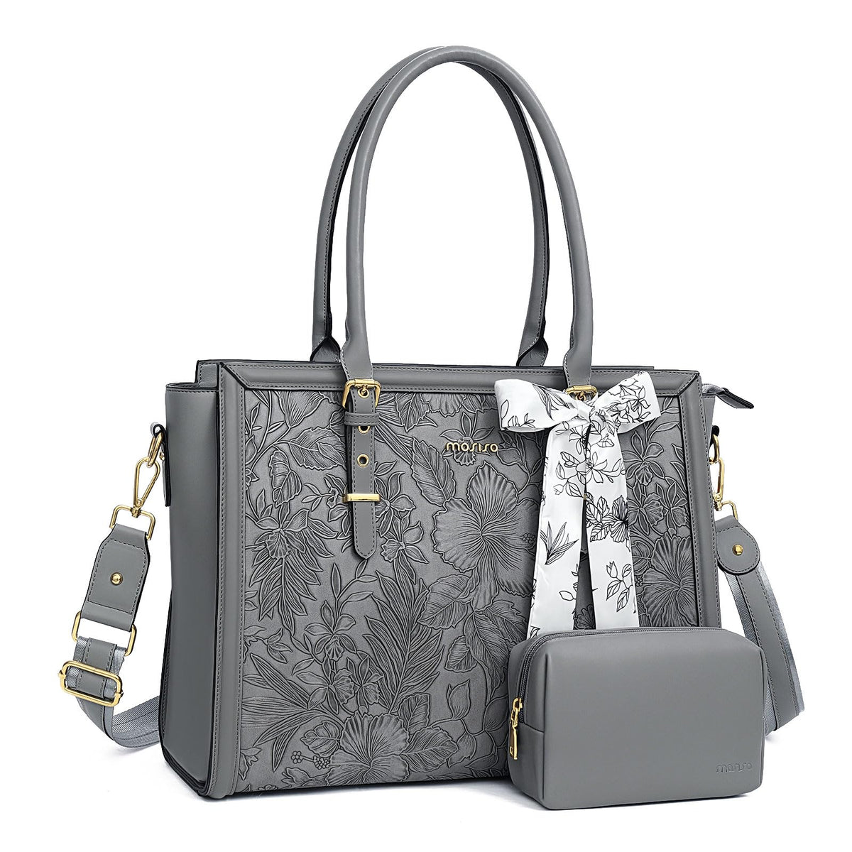 MOSISO Laptop Bag for Women, 17-17.3 inch PU Leather Tote Bag