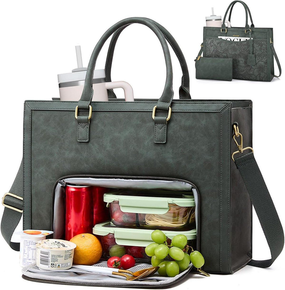 LOVEVOOK Laptop Tote Bag for Women, Large Work Computer Bag with Cup Holder