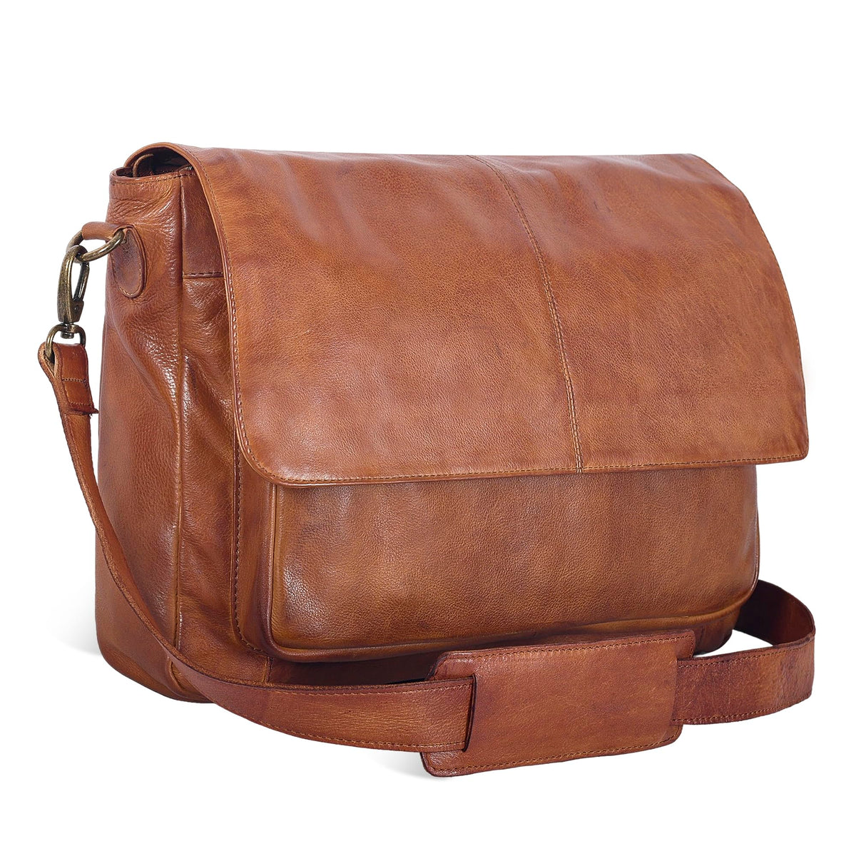 Leather Laptop Messenger Bag for Men and Women - Briefcase Crossbody Office