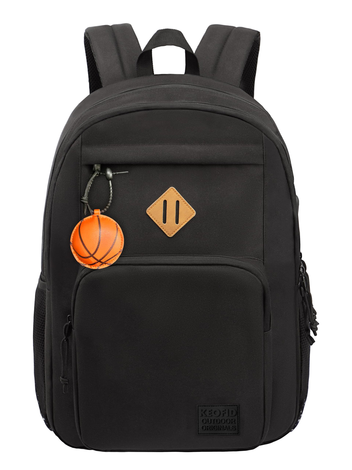 KEOFID Travel backpack for Men and Women, Anti Theft Laptop Backpack with USB Charging Port for Work, Large Bag for College, Carry-on Backpack with Luggage Strap, Water Resistent(Black)