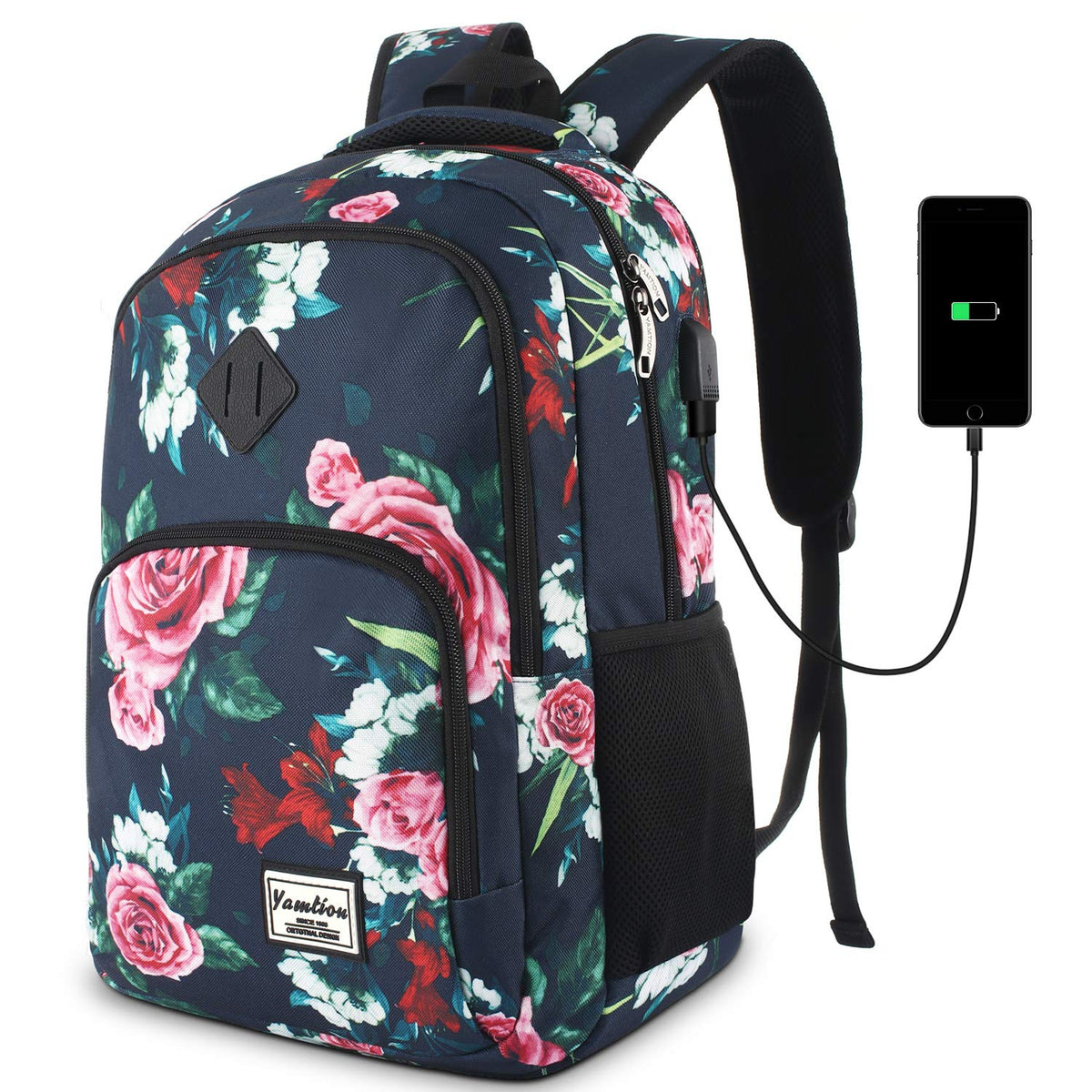 YAMTION Backpack for Men and Women,School Backpack for Teenager,15.6 inch Laptop Bookbag with USB Charging port for Business Work College Travel Trip