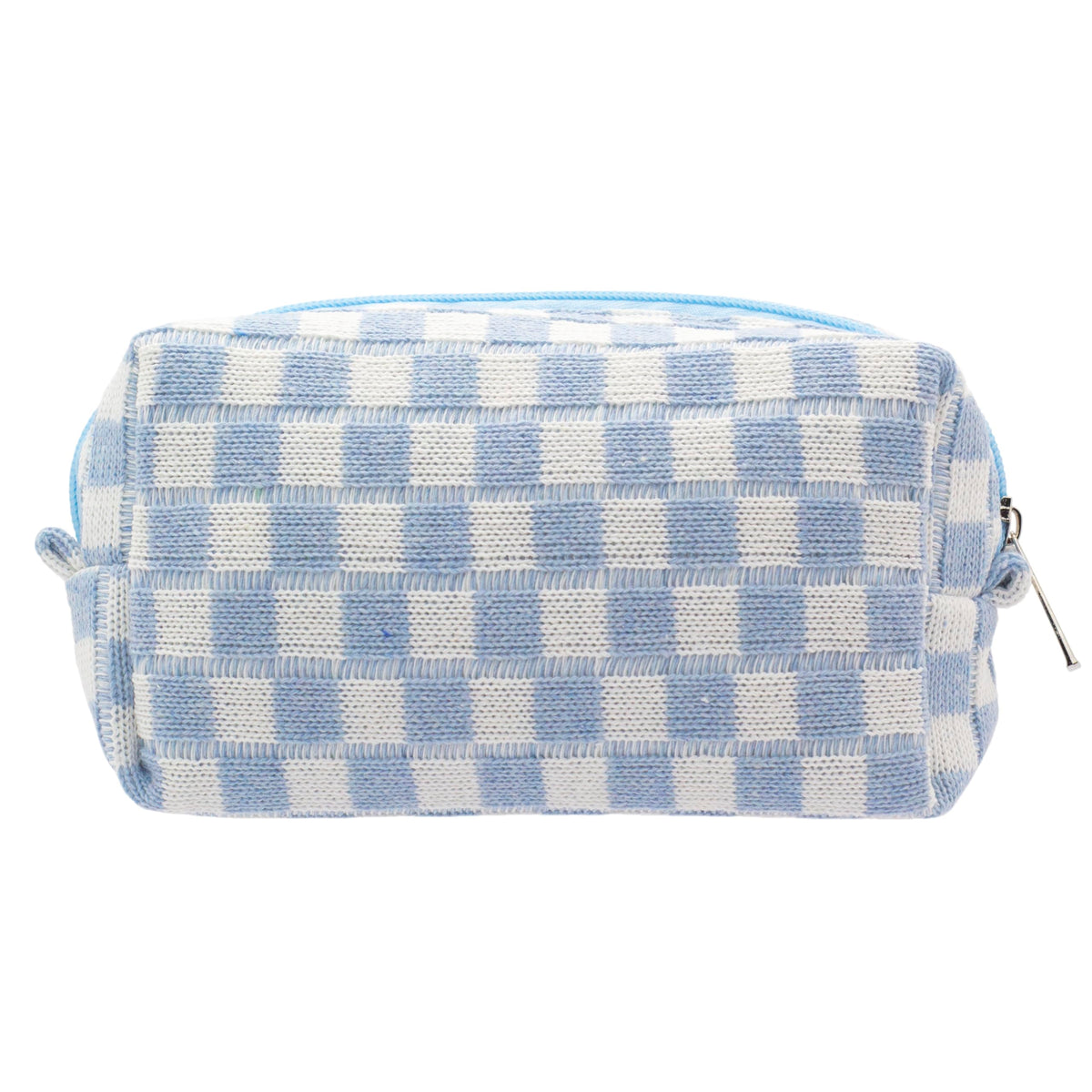 Checkered Makeup Bag for Purse, Small Travel Cosmetic Pouch,Blue,6 Pack