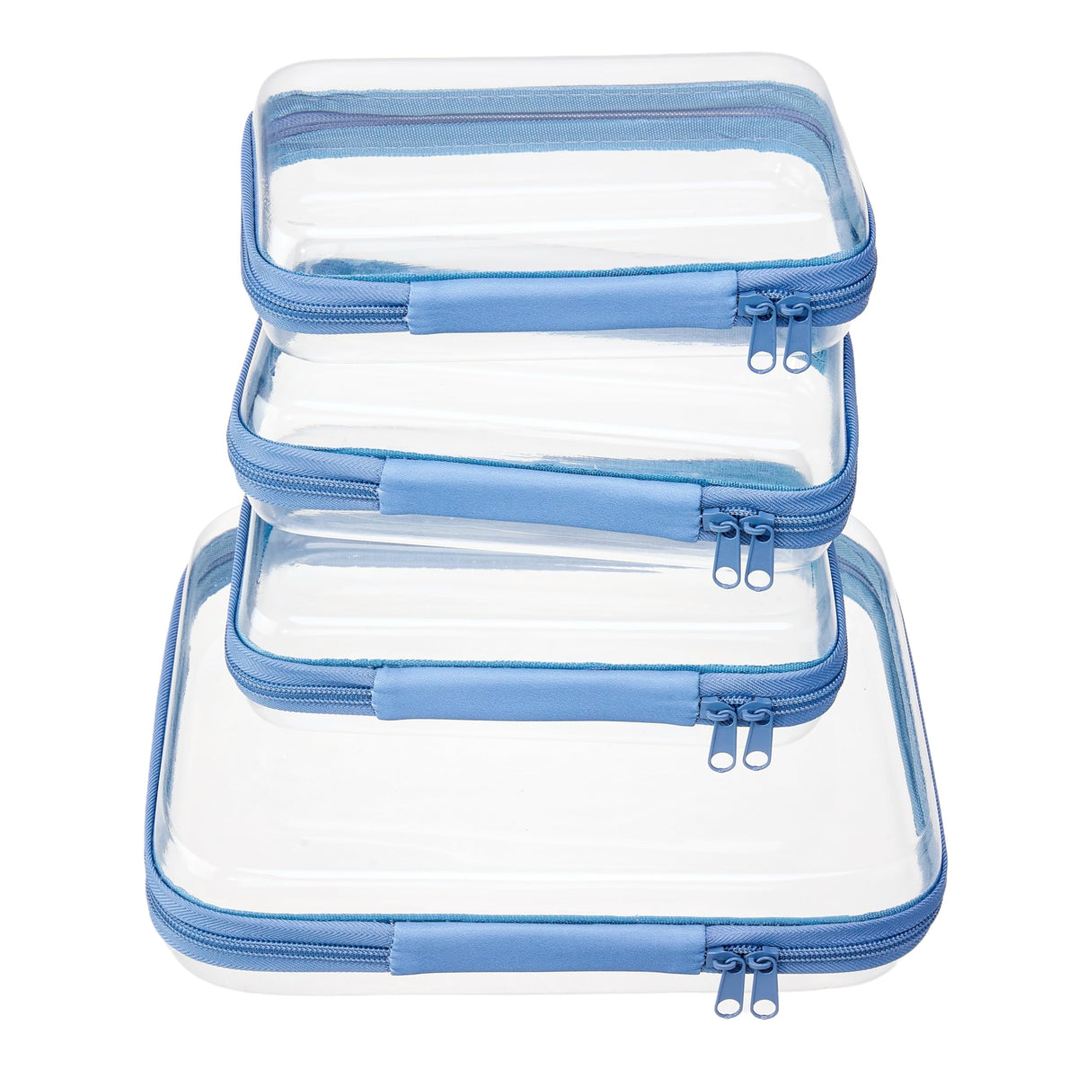 4 pcs Clear Zipper Pouches,Hard Shell Zipper Case