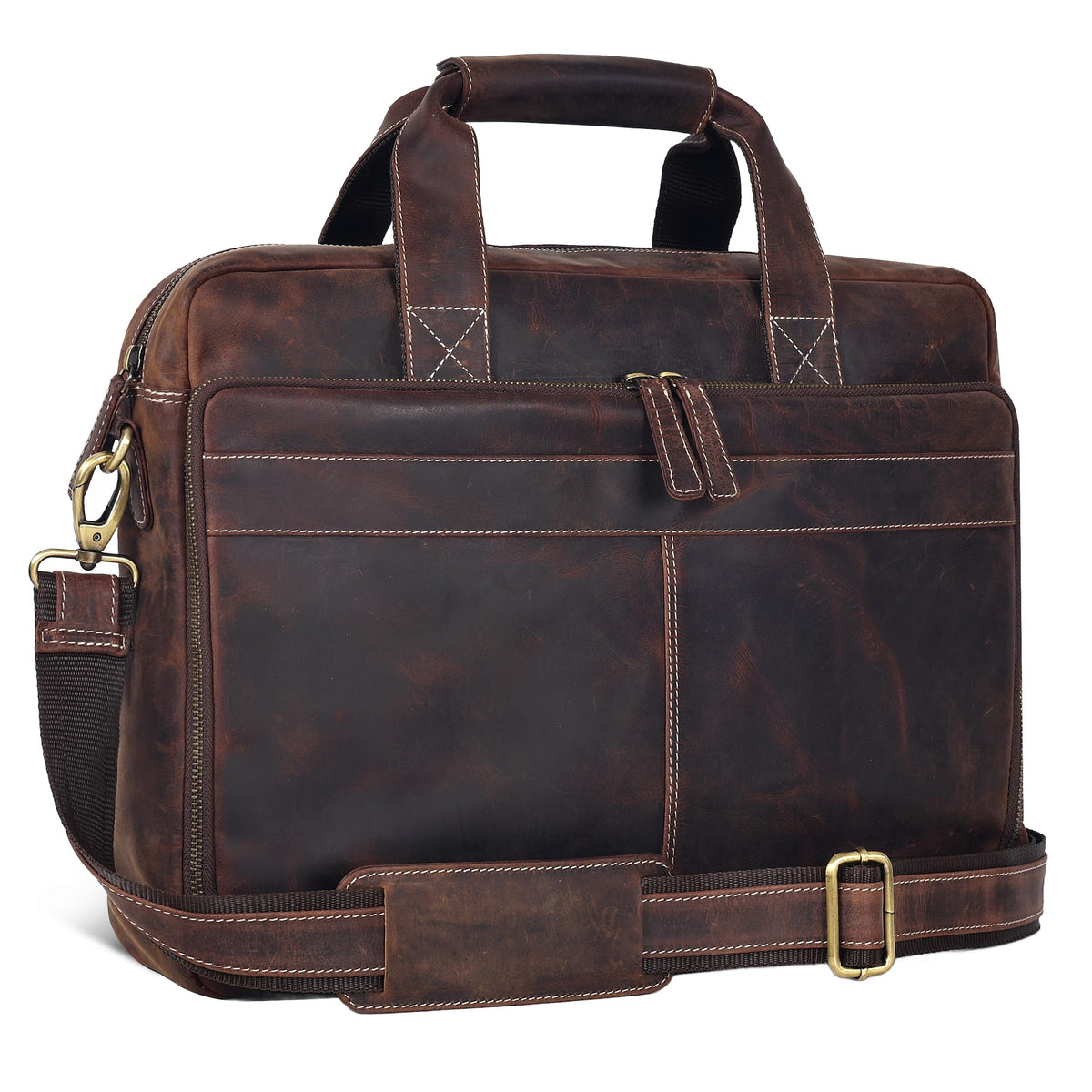 Leather Laptop Messenger Bag for Men and Women - Briefcase Crossbody Office
