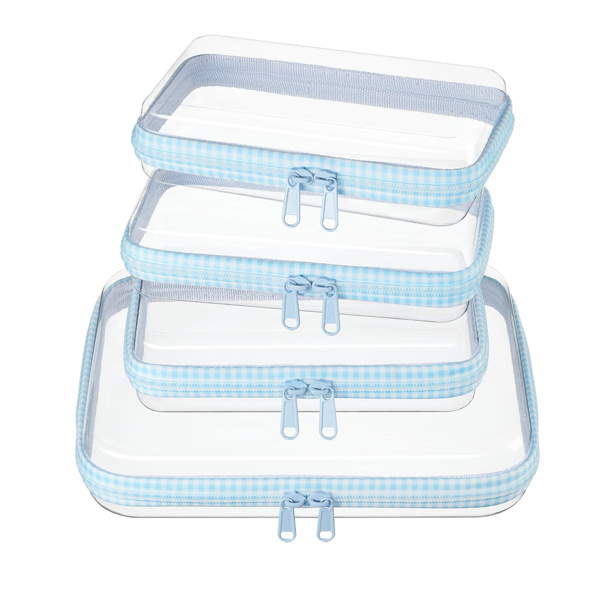 4 pcs Clear Zipper Pouches,Hard Shell Zipper Case