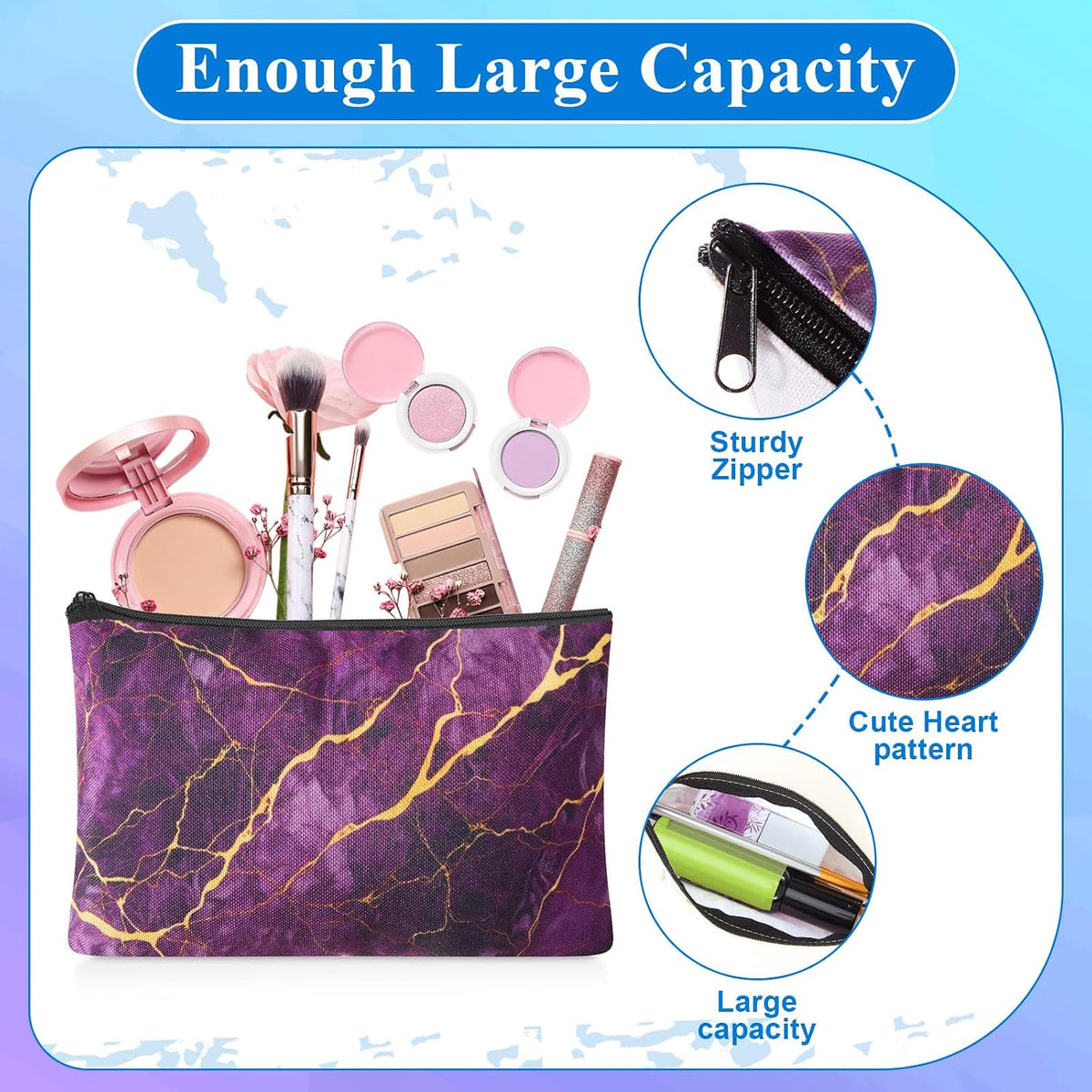Meanplan 24 Pcs Marble Cosmetic Bags Marble Makeup Bags Toiletry Pouch with Zipper Travel Cosmetic Organizer for Women and Girls 24 Styles