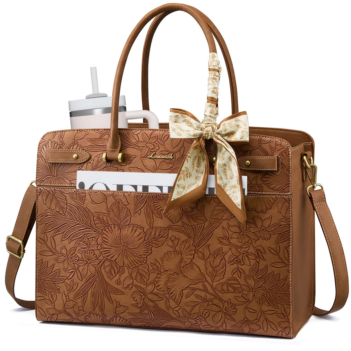 LOVEVOOK Laptop Tote Bag for Women, 15.6 Inch Large Faux Leather Work Bag Waterproof Briefcase Handbag for Teacher Business