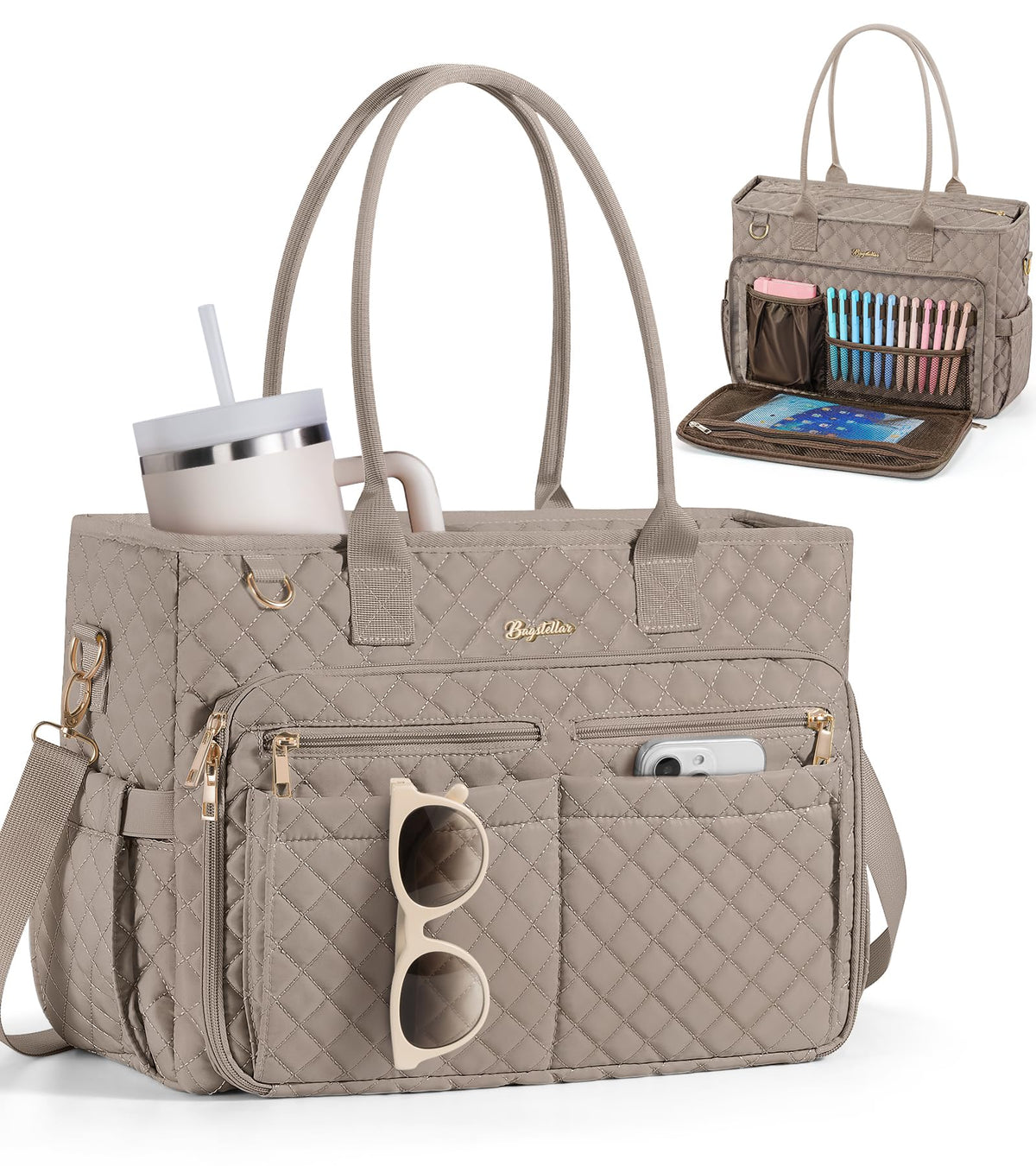 Bagstellar Teacher Tote Bag for Women, 15.6" Laptop Work Tote Computer Bag