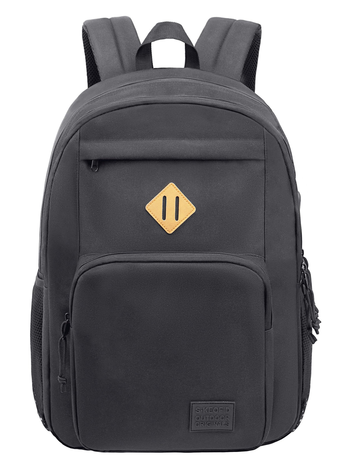 KEOFID Travel backpack for Men and Women, Anti Theft Laptop Backpack with USB Charging Port for Work, Large Bag for College, Carry-on Backpack with Luggage Strap, Water Resistent(Black)