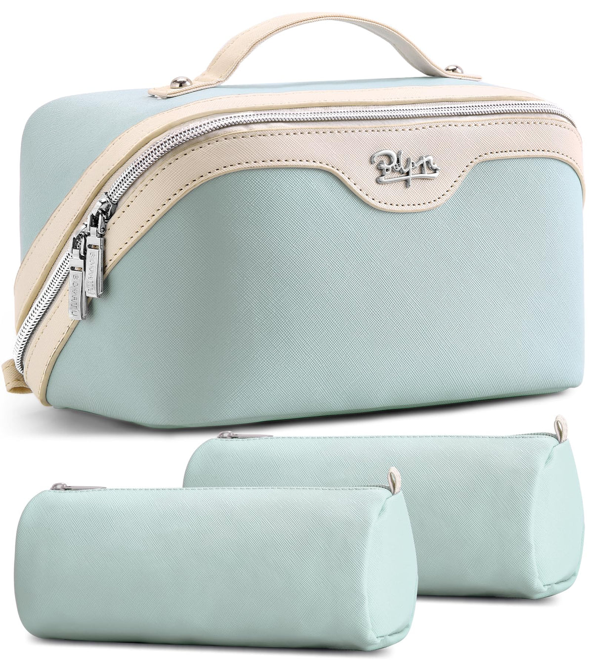 BOYATU Travel Makeup Bag Organizer: 3 Pcs Large Cosmetic Bags Set for Women