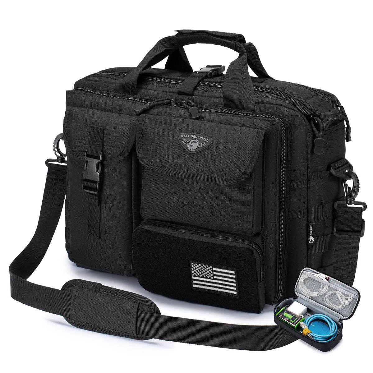 Stypos Tactical Messenger Bag,14inch/15.6inch/17.3inch Briefcase for Man Military Laptop Bag, Flight Work Bags for Pilots