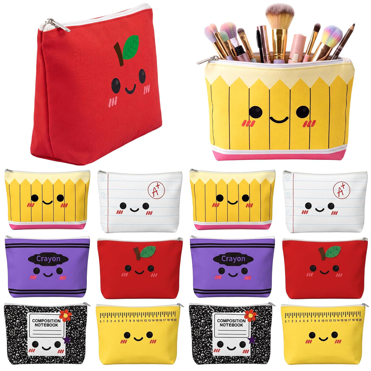Coume 10 Pcs Canvas Makeup Bags Bulk, Inspirational Quotes