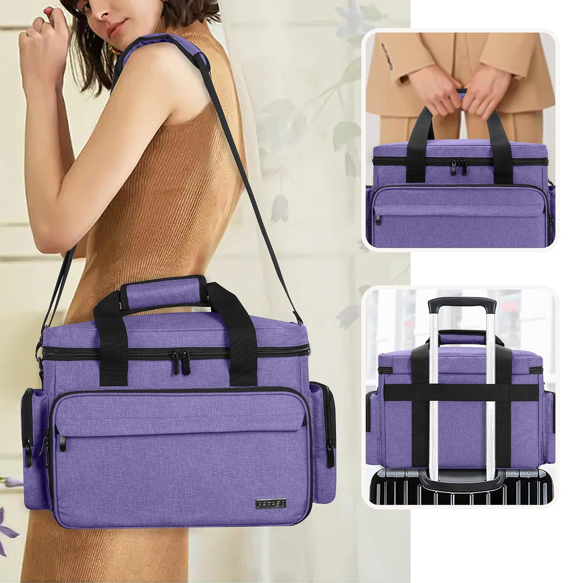 BAFASO Makeup Bag with 2 Removable Pouches and Detachable Dividers, Purple