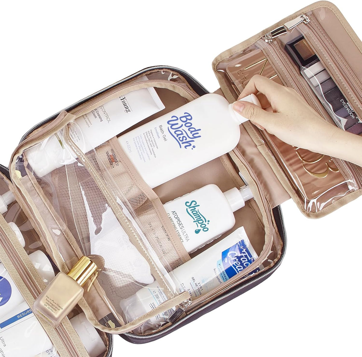 NISHEL Travel Toiletry Bag for women, Portable Hanging makeup Organizer